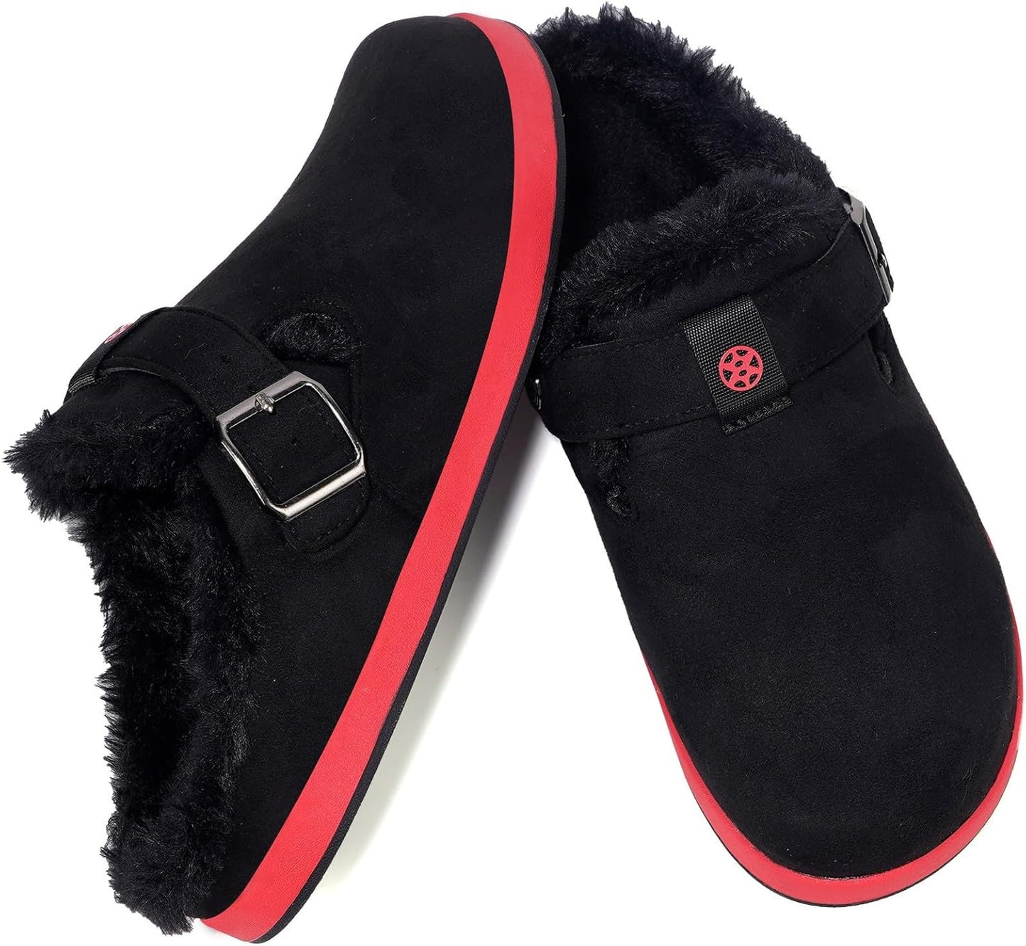 Fur Lined Clogs for Women Men Suede Winter Slippers Arch Support Slip on Mules Potato Shoes with