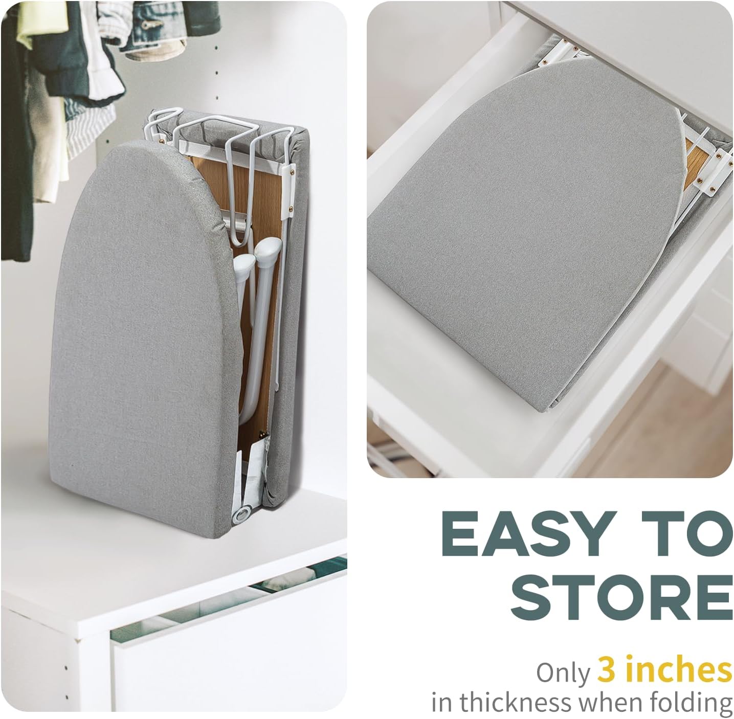 Small Ironing Board Tabletop with Iron Rest, Foldable Mini Iron Board with Cotton Cover, RAINHOL