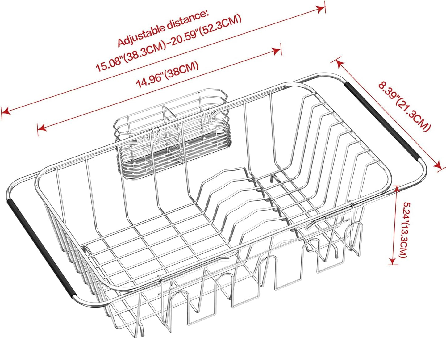 Small Dish Drying Rack in Sink, Extendable Stainless Steel Dish Drainers for Kitchen Counter