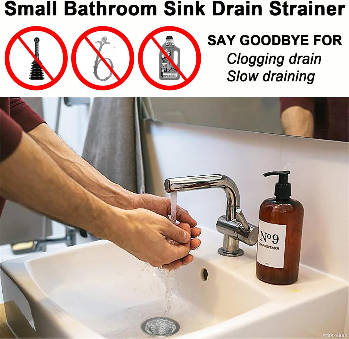 1.0" Bathroom Sink Drain Strainers, 6PCS Drain Hair Catchers for Laundry, Mop Pool, Utility, Slop