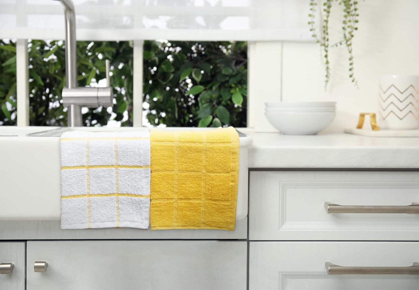 100% Cotton Terry Dish Cloth & Dish Towel, 6 Pack, Super Soft and Absorbent Kitchen Towels, Perfect
