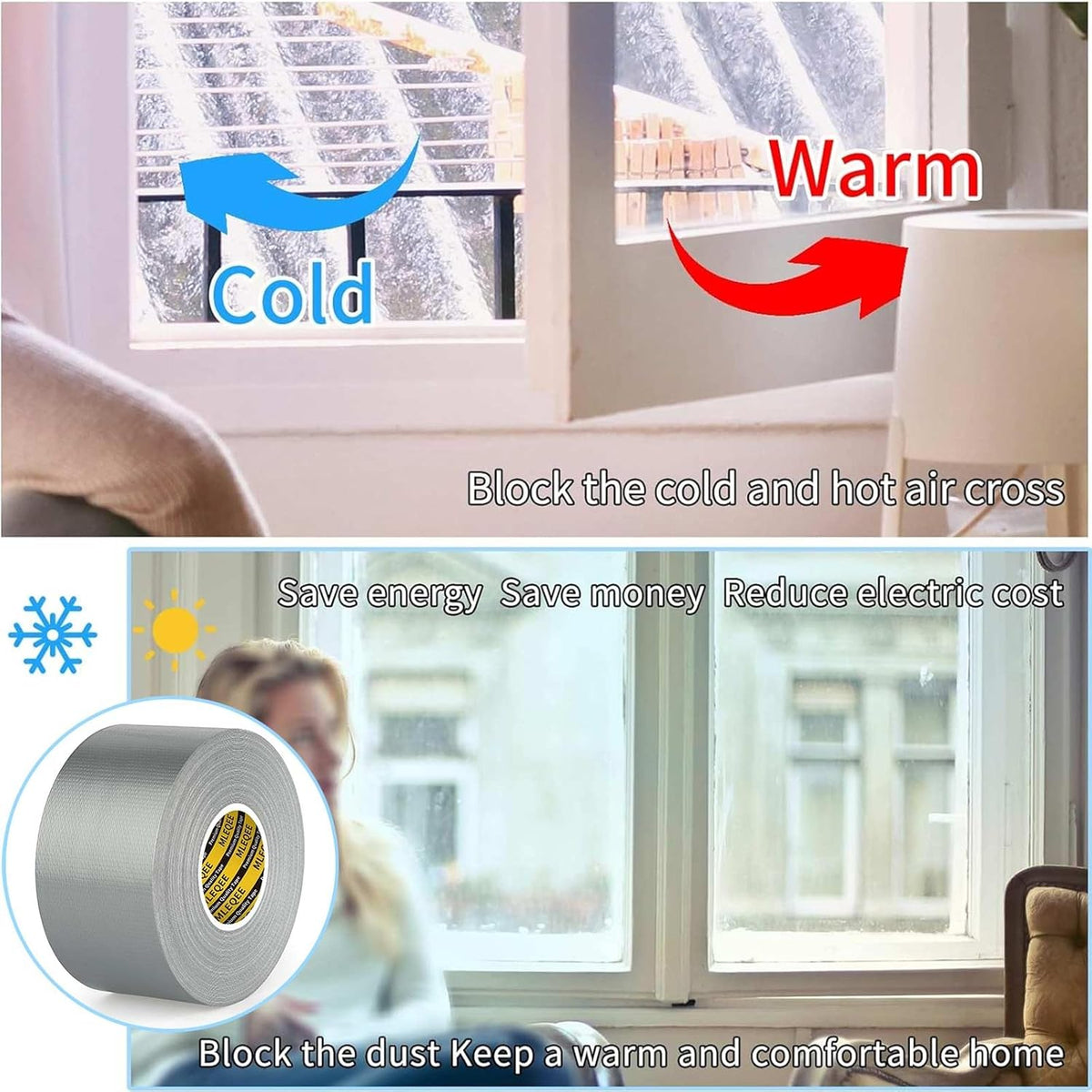 Cloth Duct Window Seal Strip Tape for Winter, 1.89in x 66FT, Weather Stripping Sealing Insulation