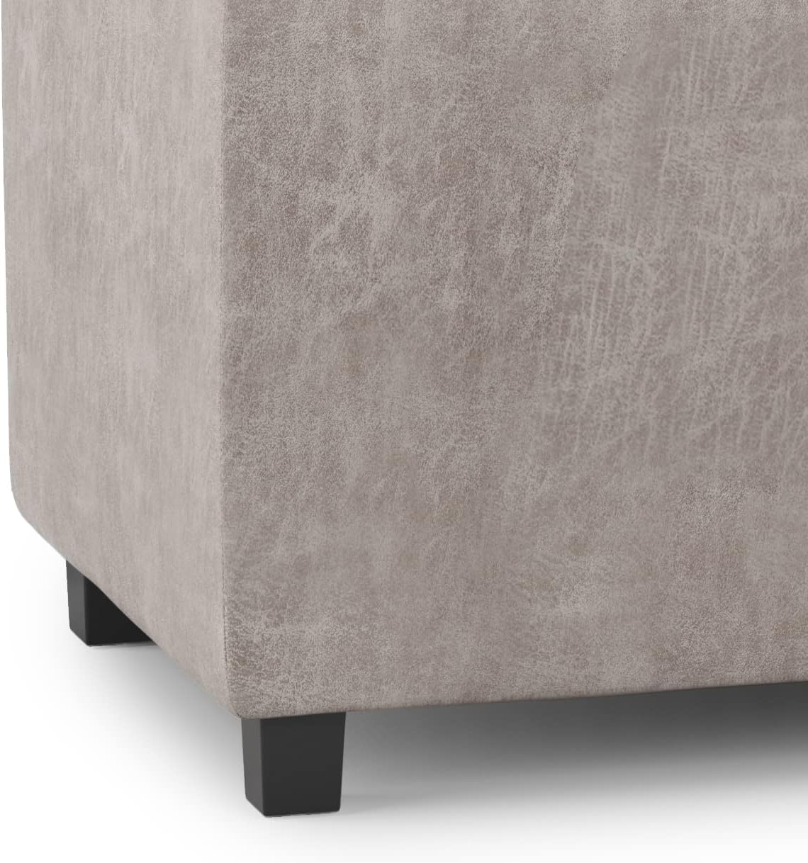SIMPLIHOME Avalon 42 inch Wide Contemporary Rectangle Storage Ottoman in Distressed Grey Taupe