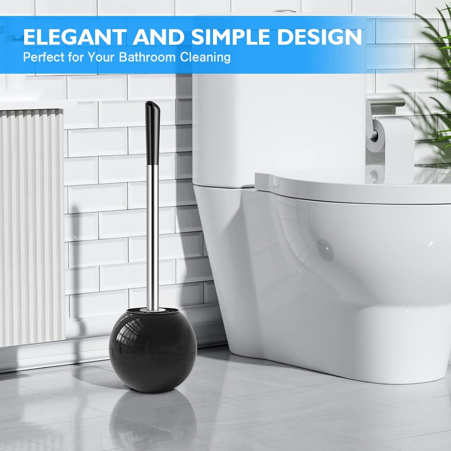 Toilet Brush and Holder 2 Pack, 304 Stainless Steel Toilet Brush with Extended and Durable