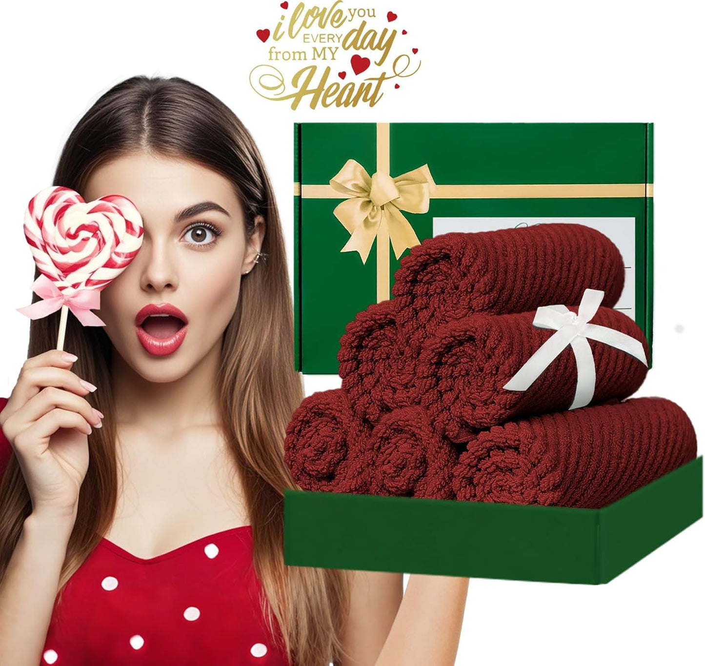 VOOVA & MOVAS Red Washcloths, 6PC 13"x13" - 100% Cotton | Quick Dry | Lightweight | Thick | Soft |