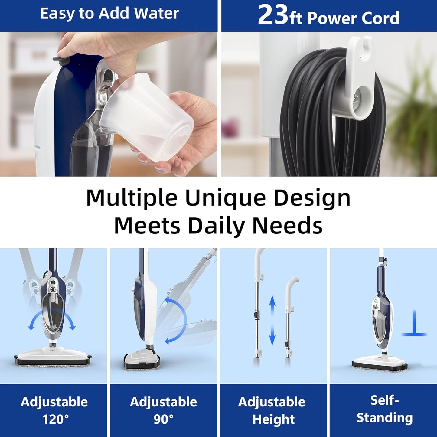 Steam Mop - 10-in-1 Floor Steamer Detachable MultiPurpose Handheld Steam Cleaner for