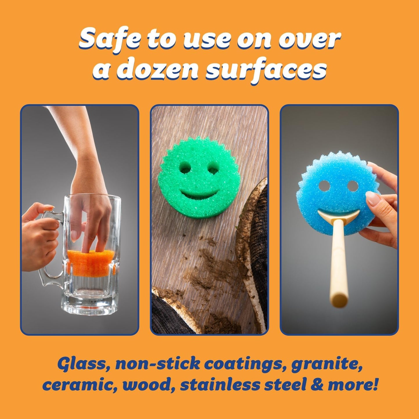 Scrub Daddy Color Sponges - Scratch-Free Multipurpose Dish Sponges for Kitchen, Bathroom &