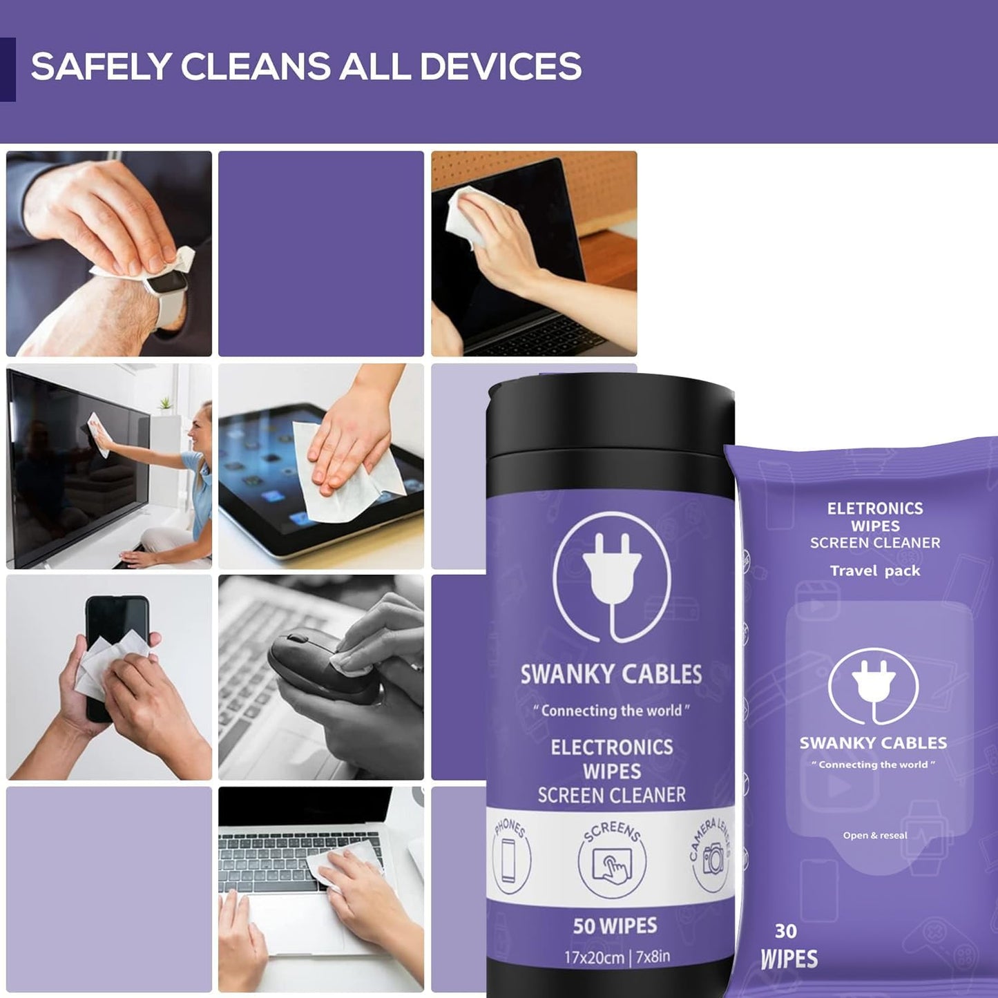 Screen Cleaner Wipes Bundle - Electronic Wipes for Screens, Computer, Phone, TV, Monitor and Lens