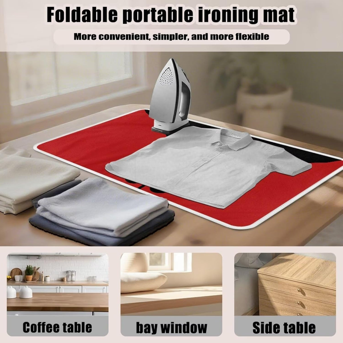 Cute Iron Mat Blanket Travel Foldable Ladybugs Ironing Pad Fabric Ironing Board Cover for Top of