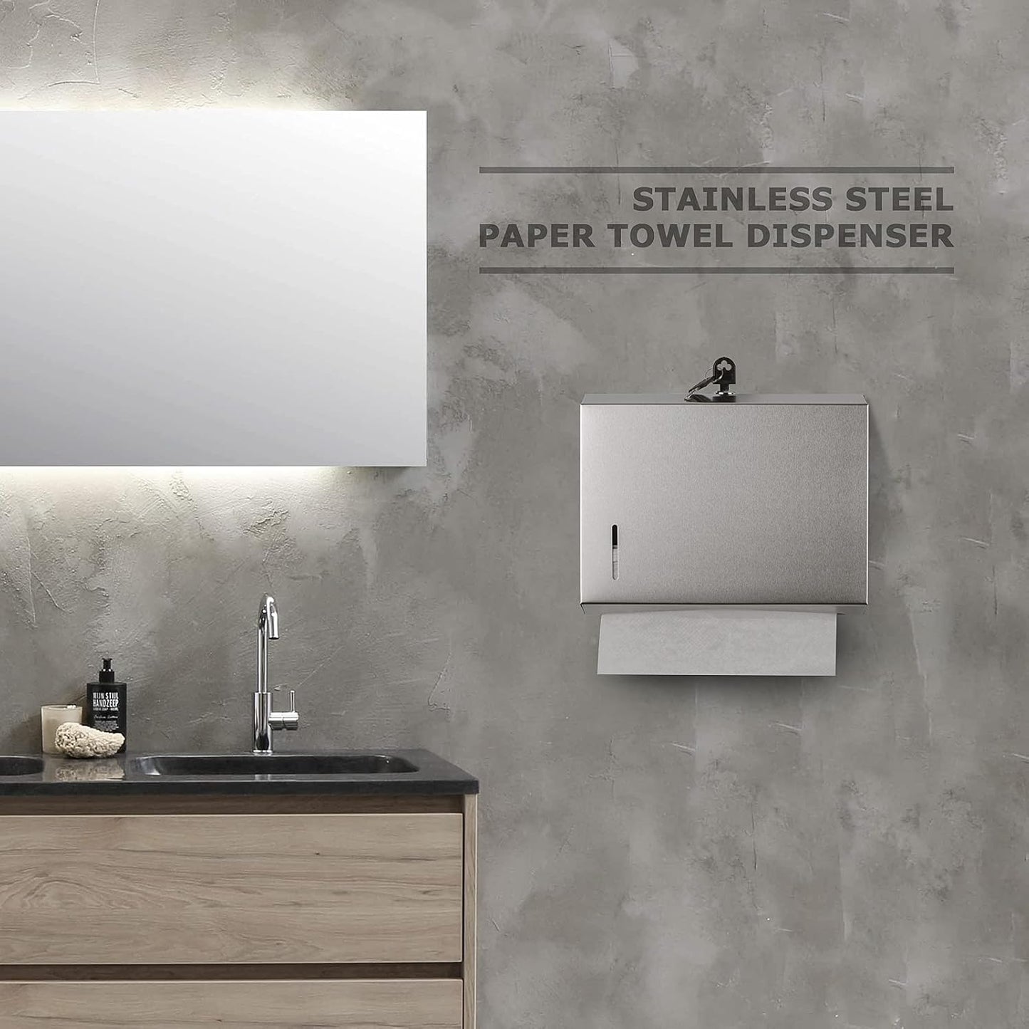 Wall Mounte Paper Towel Dispensers, 10.4" L x 3.3" D x 8.3" H, Stainless Steel C-Fold Multifold
