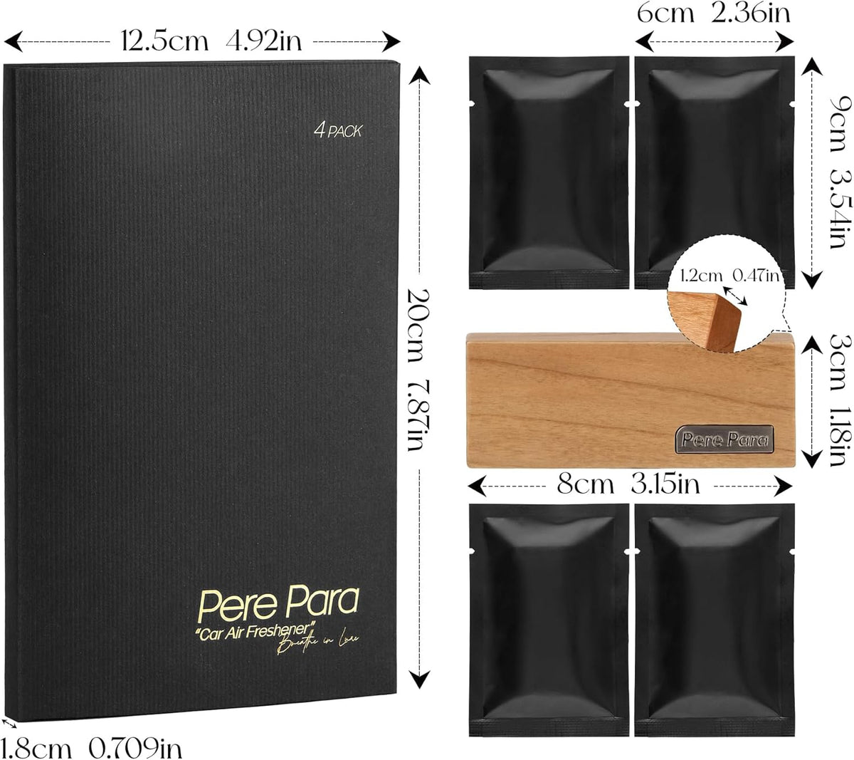 4 Refreshing Scent Bags Wood Car Air Freshener Vent Clip (Burlywood, Sun-Kissed)- Natural Scent