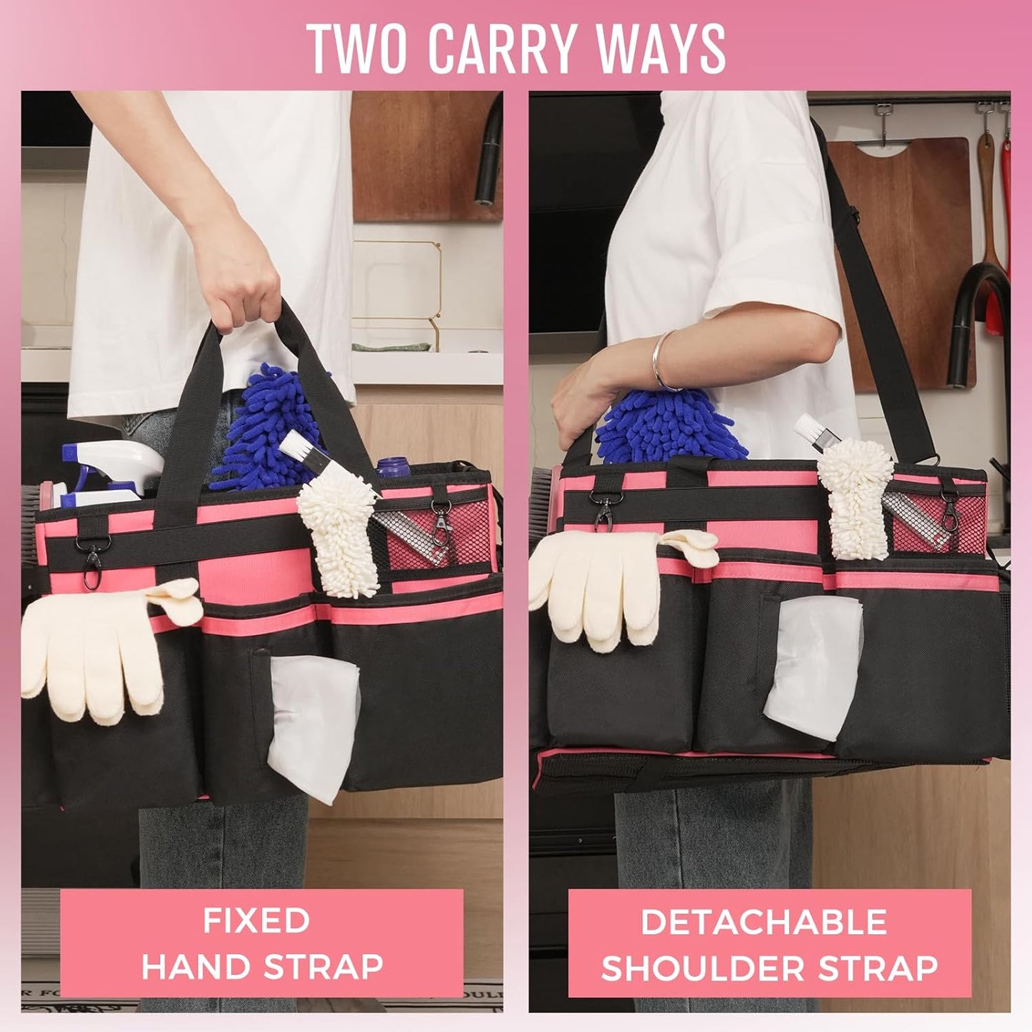 Wearable Cleaning Caddy, Cleaning Caddy Supplies Organizer with Handle & Shoulder Straps for