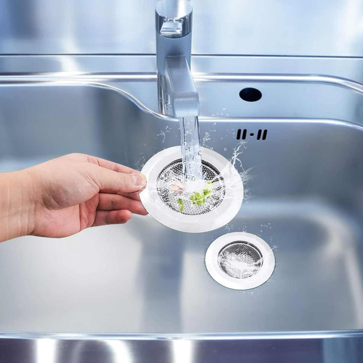 2 Pcs Kitchen Sink Strainer, Stainless Steel Drain Cover, Large Wide Rim 4.5" Diameter, Anti