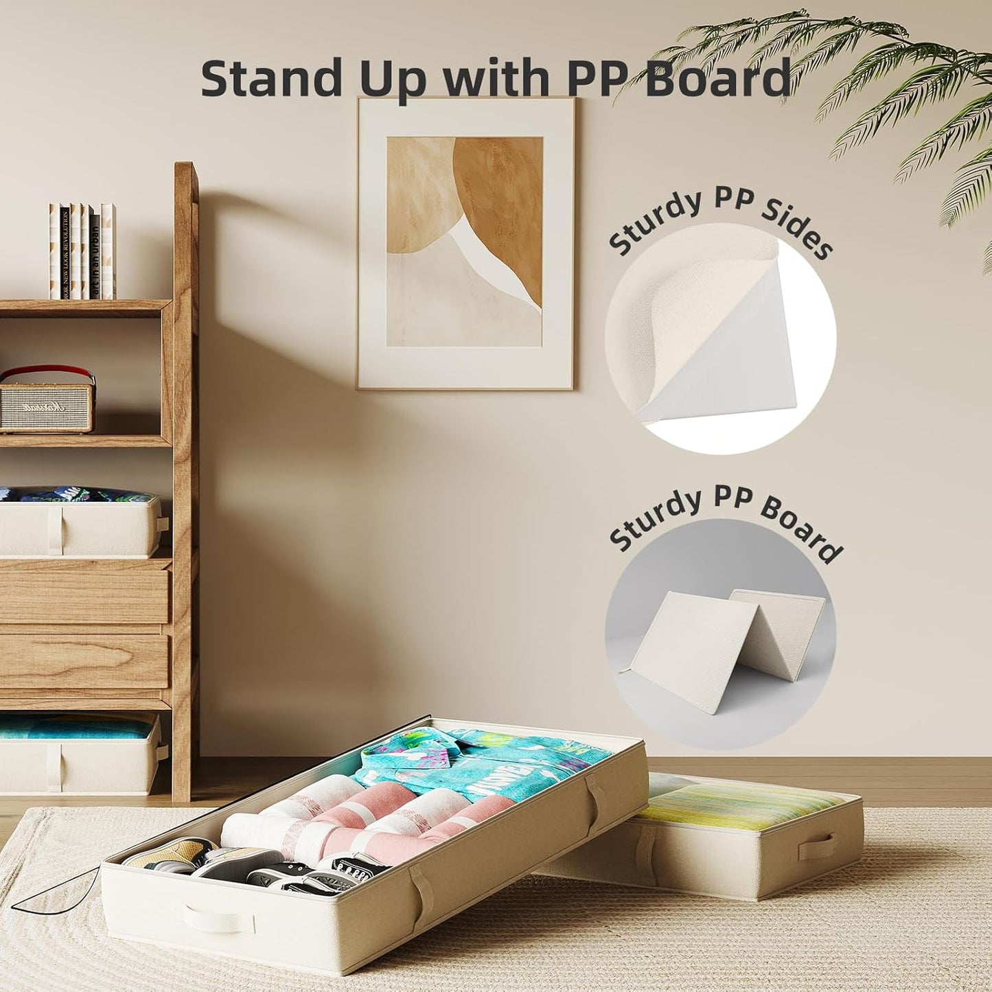 2-Pack Under Bed Storage, 6 Inches Tall Closet Organizers and Storage Bins with Sturdy