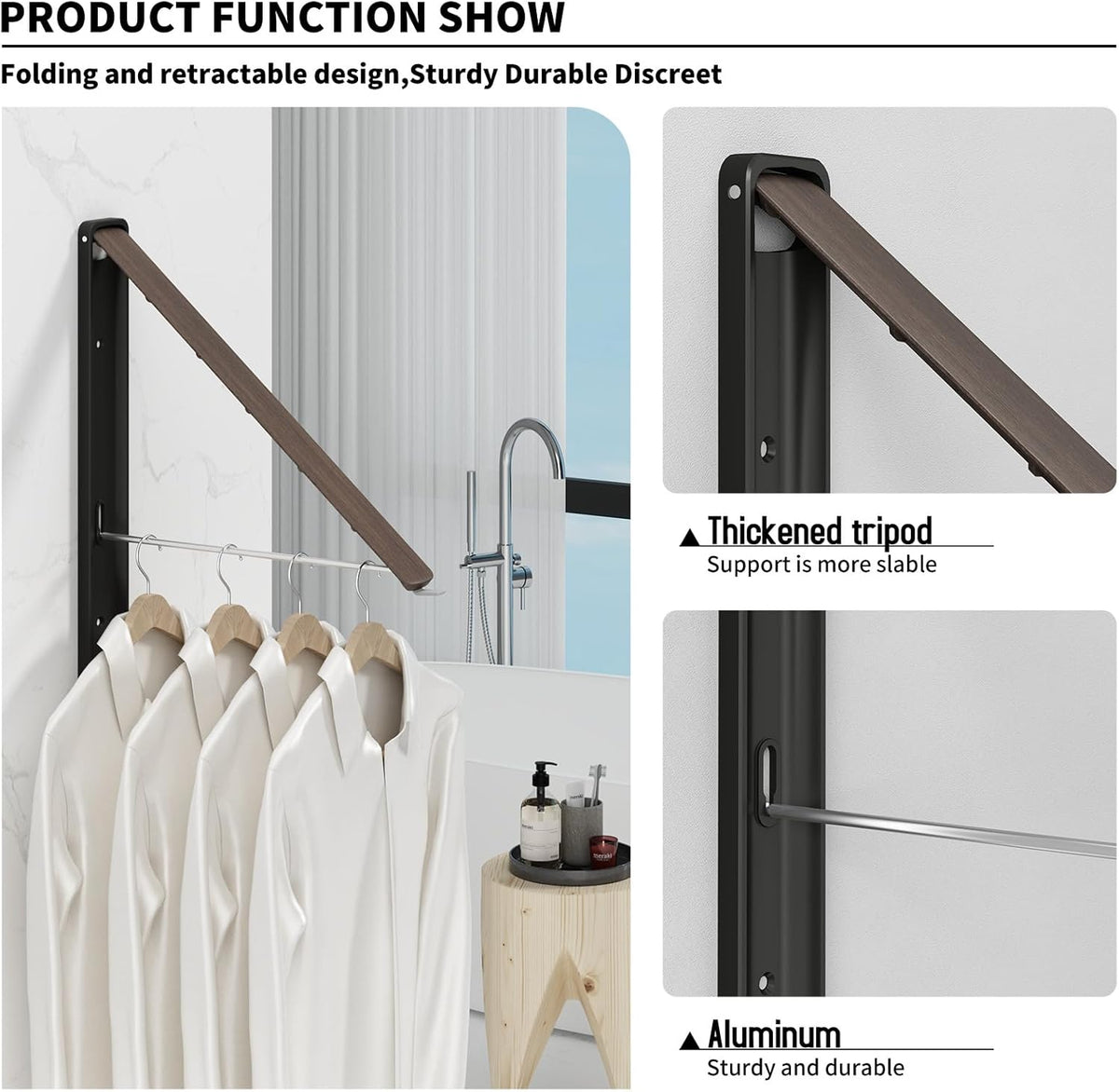 Clothes Drying Rack for Laundry Drying Rack Wall Mounted Clothes Hanger Rack Retractable Laundry