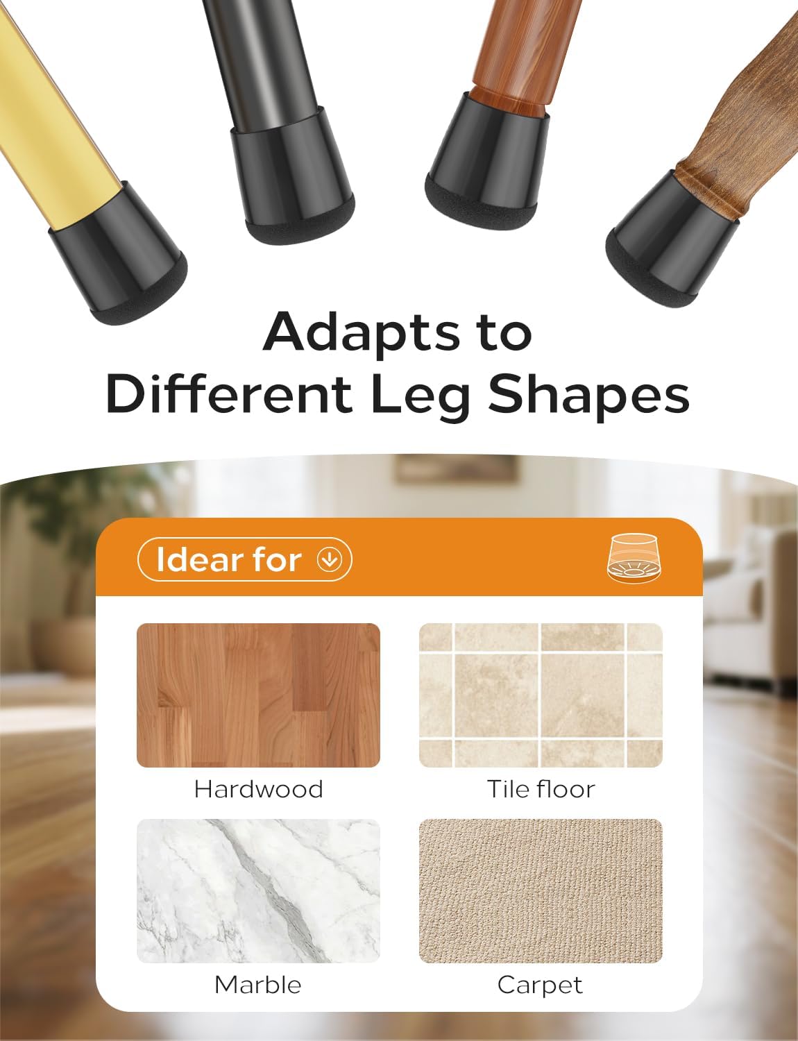 24-Pack Silicone Chair Leg Floor Protectors for Hardwood Floors -Felt Furniture Pads, Rubber Chair