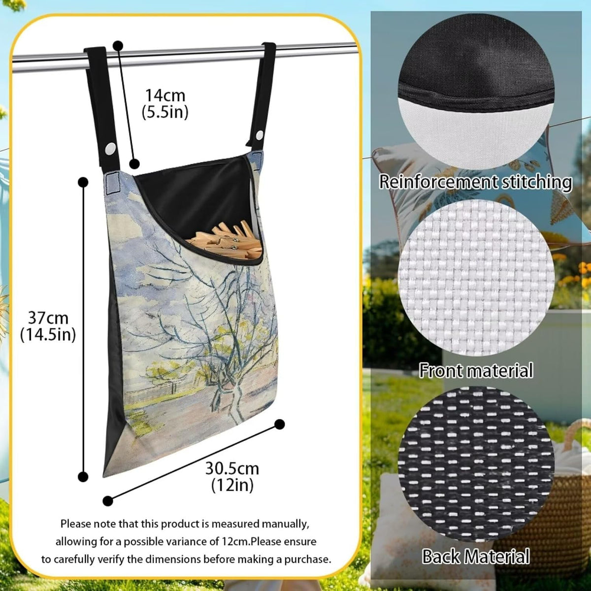 Weather Resistant Clothespin Storage Bag - Outdoor Hanging Organizer with Windproof Features