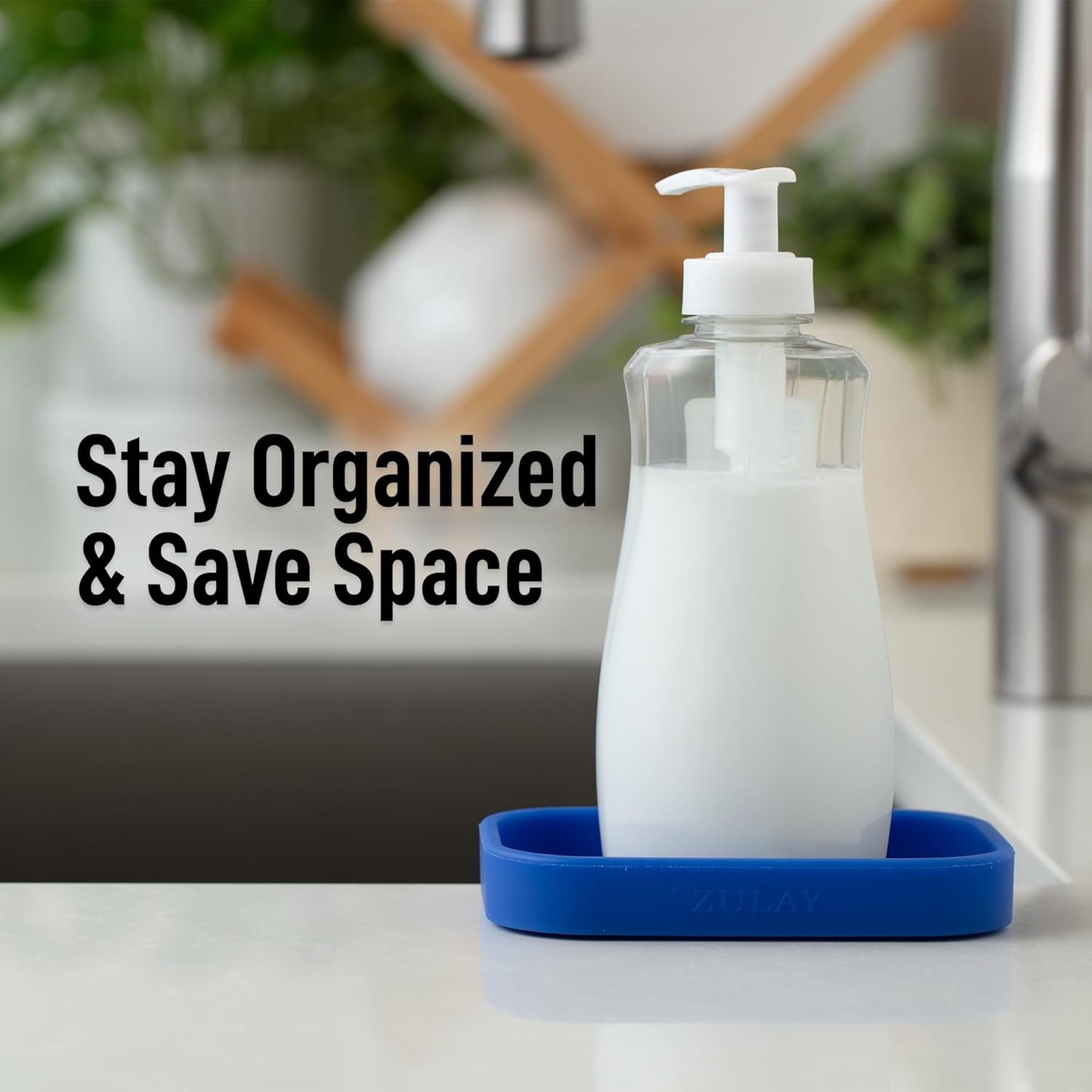 Zulay Kitchen Small Silicone Sponge Holder (4.9x3.3”) – Space-Saving Sink Organizer Tray for