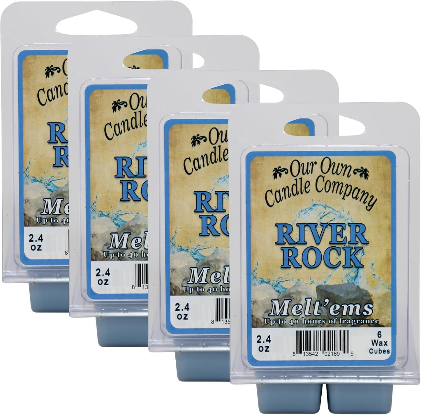 Our Own Candle Company Premium Wax Melt, River Rock Scent, Handmade in The USA, 24 Cubes (4 Pack