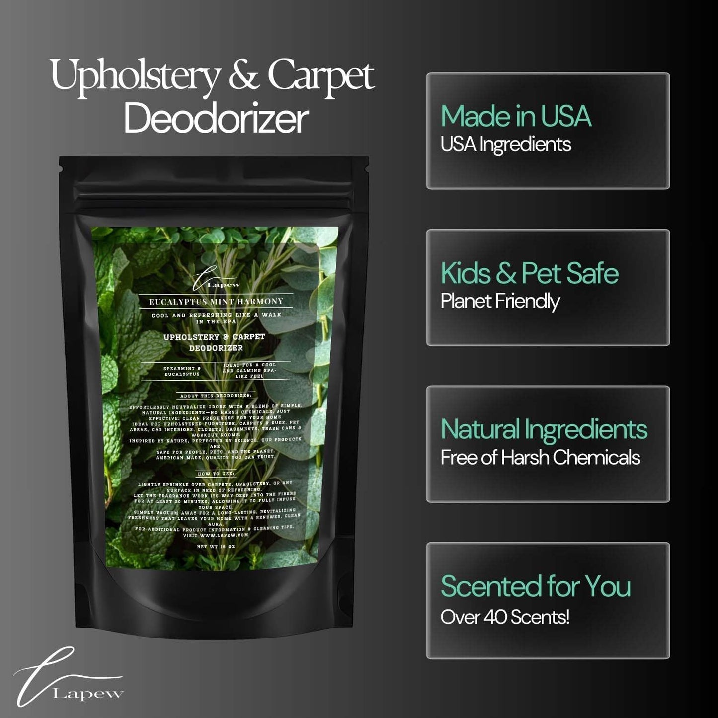 Eucalyptus Mint Harmony Carpet Freshener Powder: Powerful Odor Eliminator for Home, Upholstery