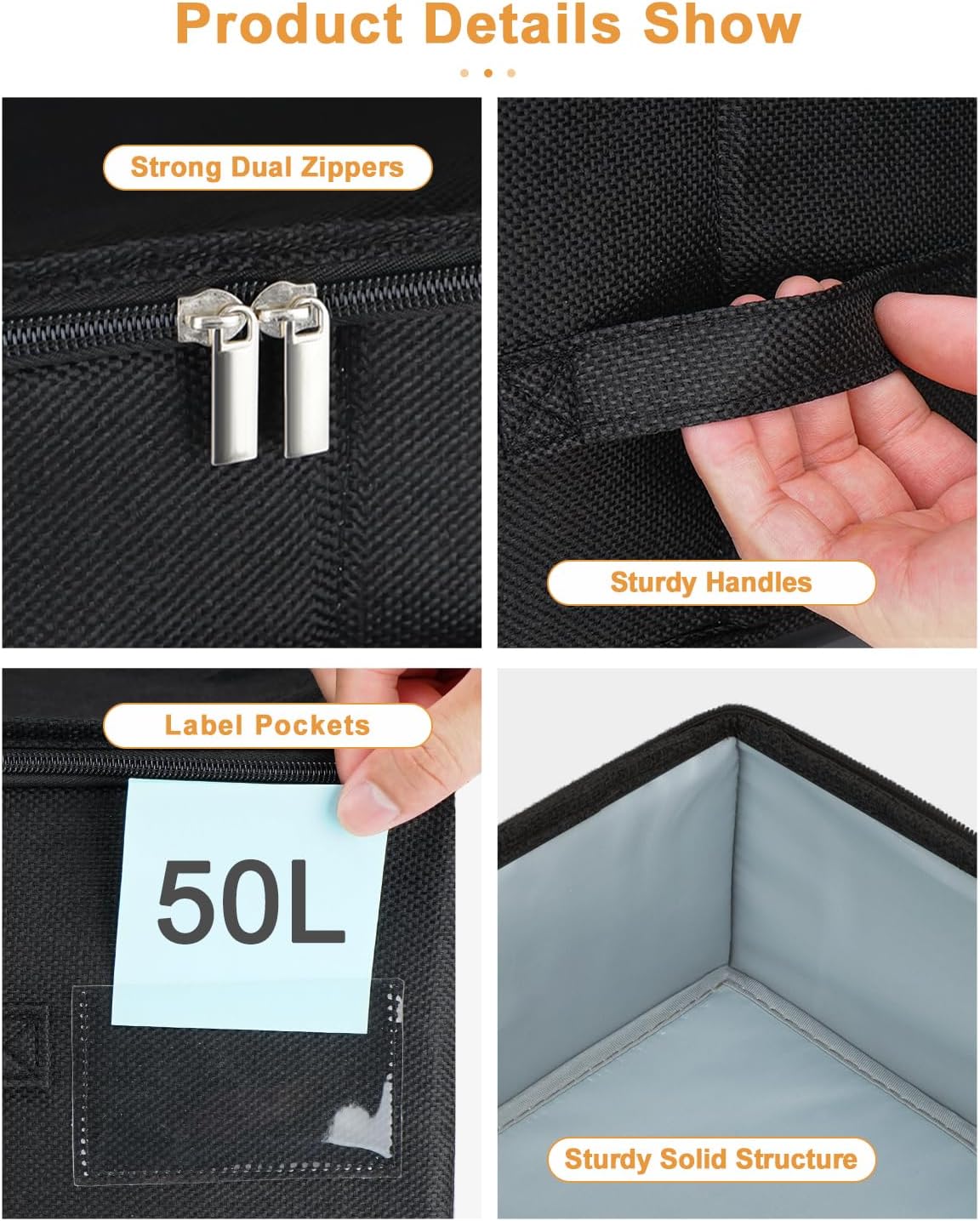 punemi Under Bed Storage Container, 2 Pack Underbed Storage Bags With Lid, Foldable Sturdy Clothes