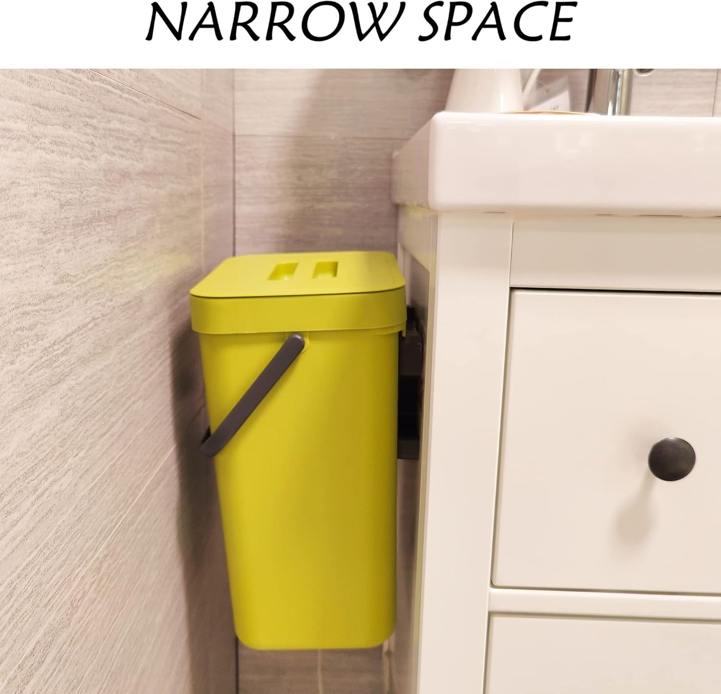 stonespace Small Trash Can with Lid,Mountable Indoor Compost Bucket, Hanging Trash Can with Lid for
