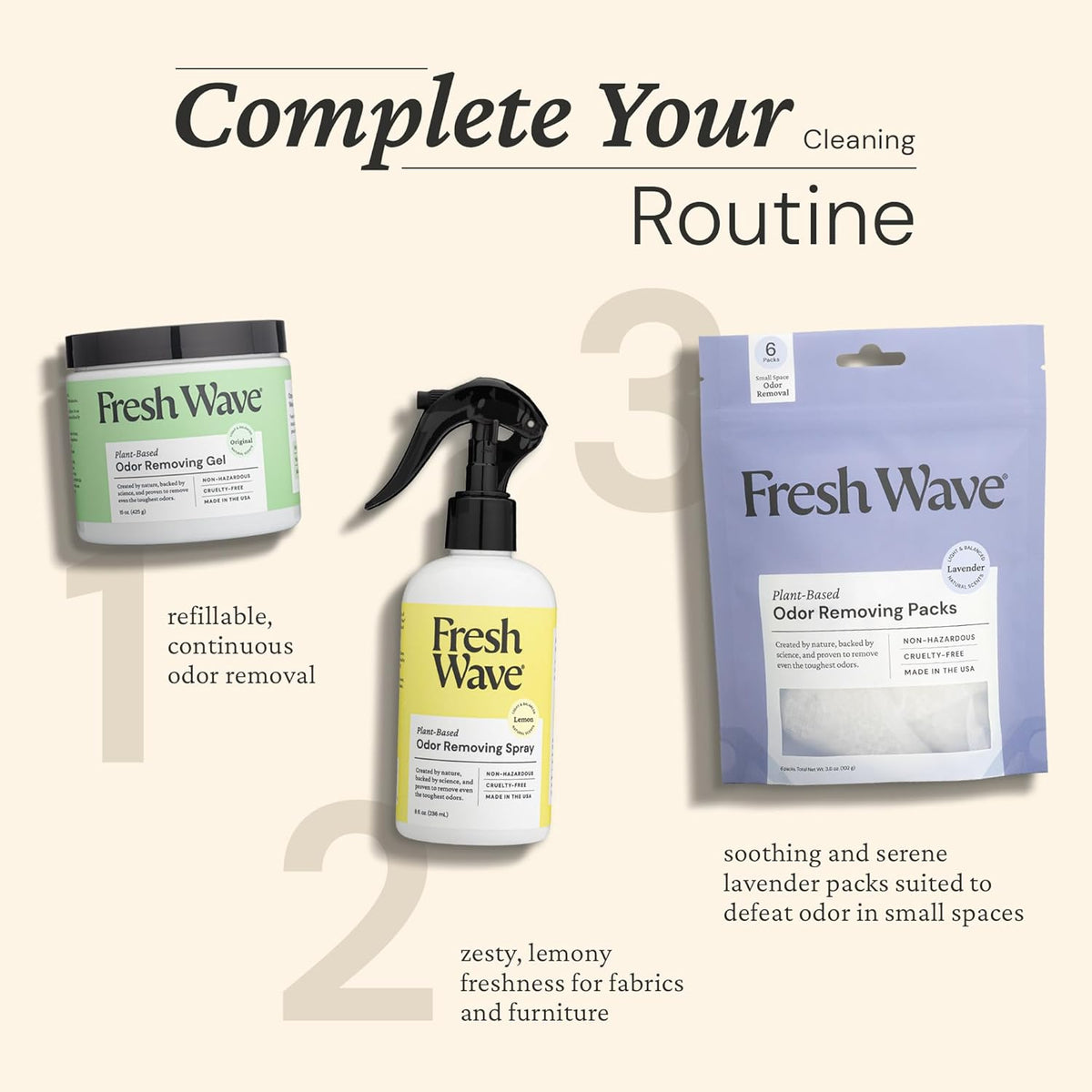 Fresh Wave Odor Removing Gel, 15 oz. & 7 oz. - Odor Absorbers for Home, Safer Odor Relief, Natural