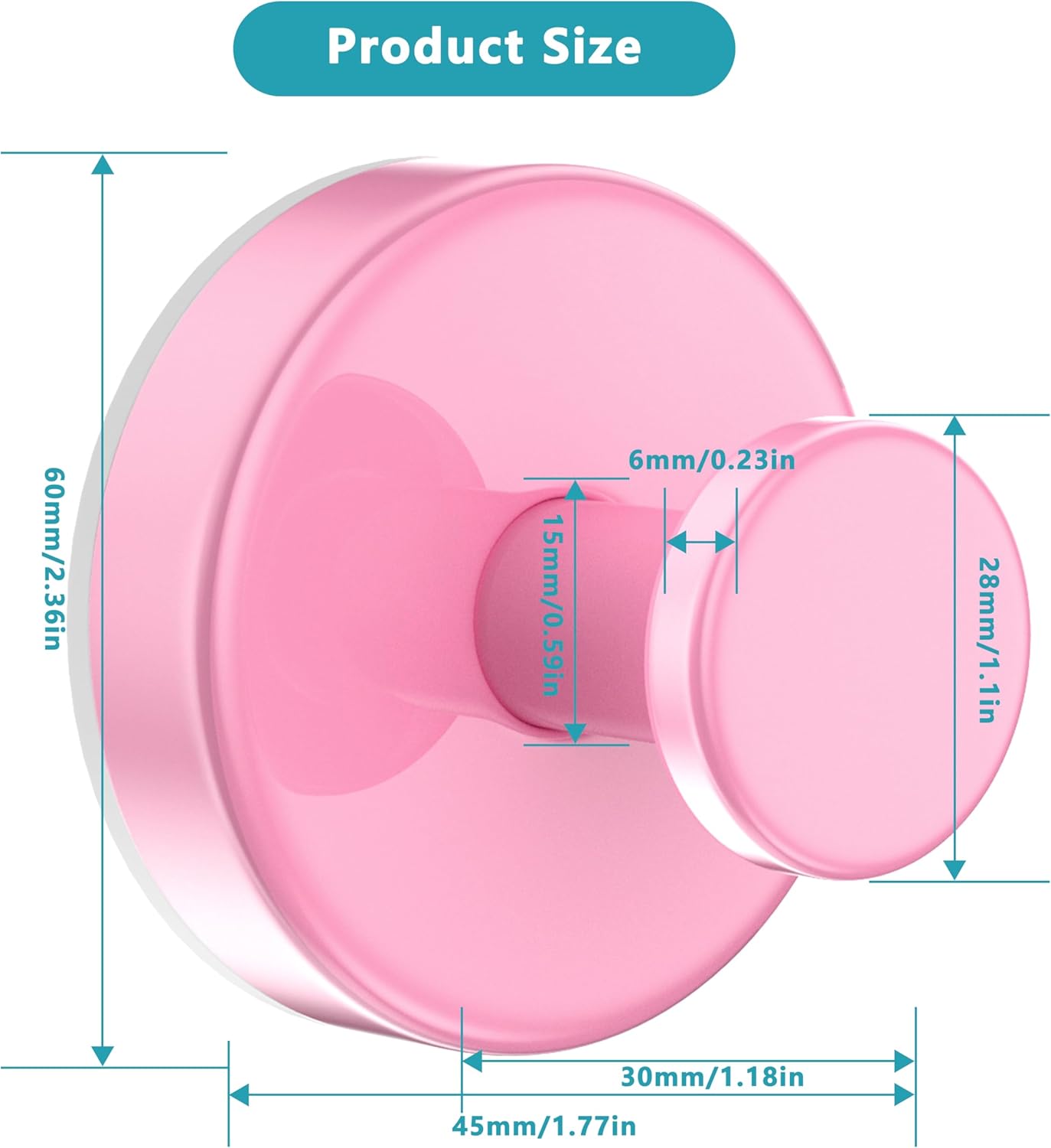 Suction Cup Hooks for Shower,Removable No Drill Towel Hooks,Upgraded 15 lbs Strong Suction hooks