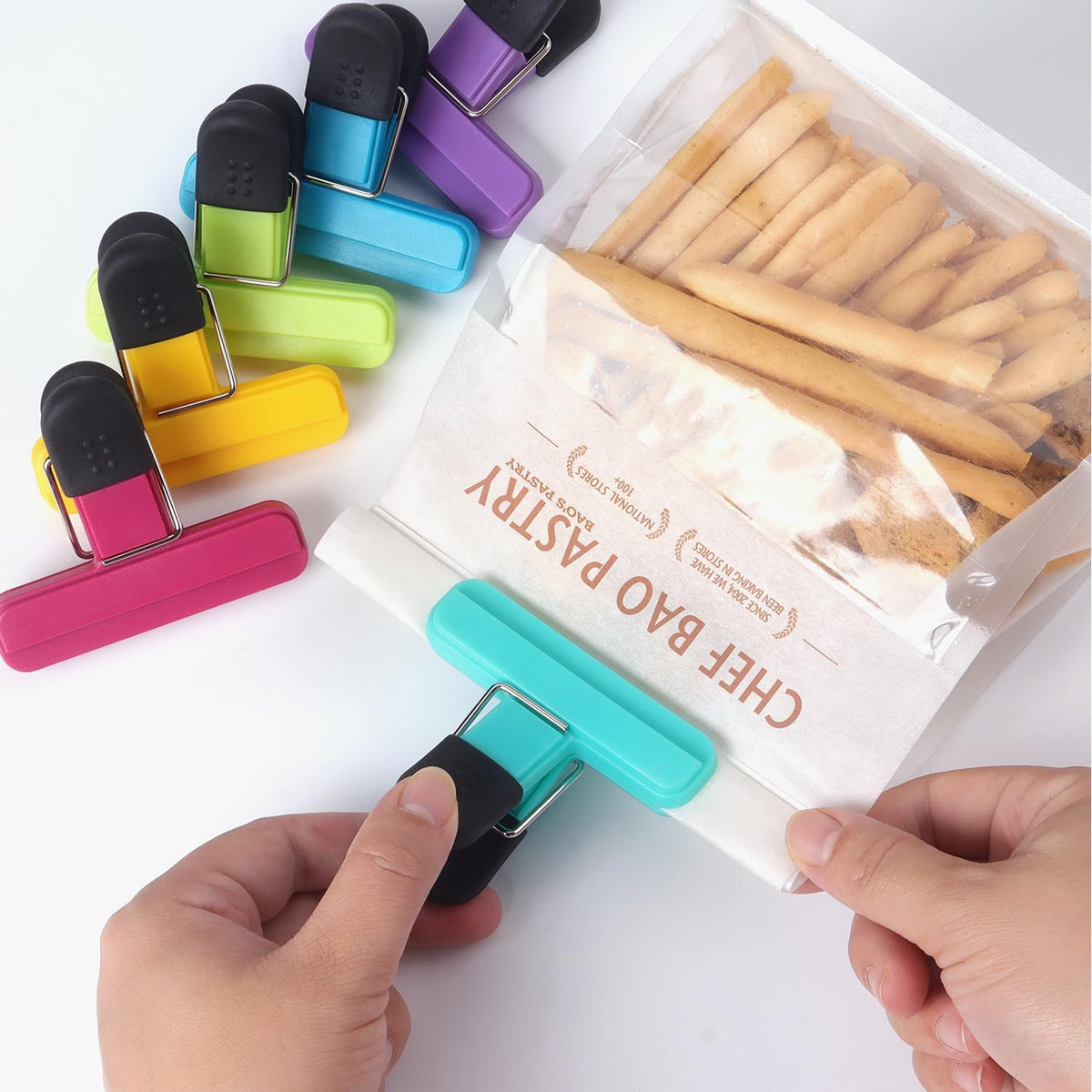 Tamaki 6 Pack Bag Clips, Food Clips, Chip Bag Clip Plastic Heavy Duty Seal Grip, 3 x 2.5 Inch
