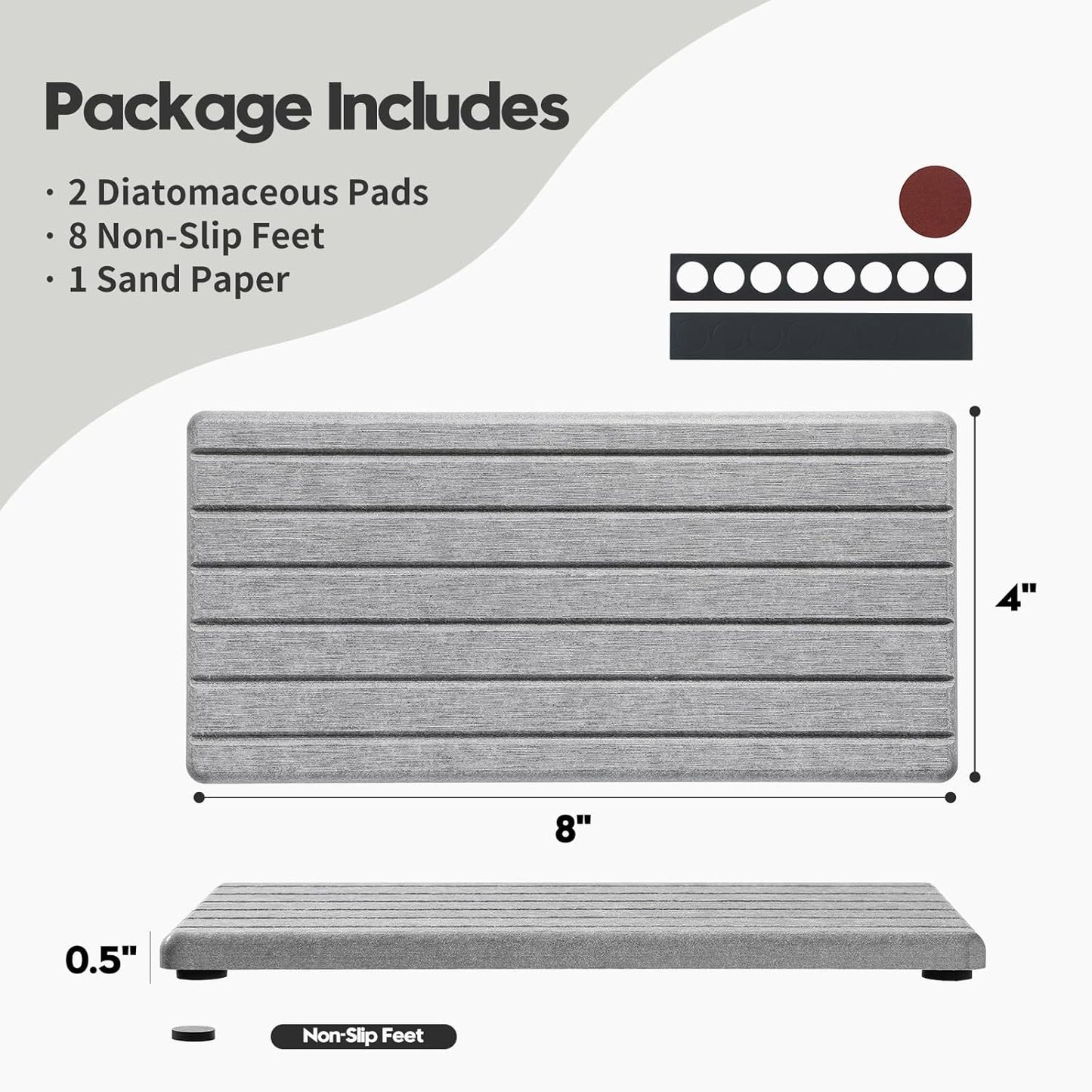 2PCS Instant Dry Diatomite Stone Counter Makeup Tray Organizer, Fast Drying Caddy Kitchen Sponge