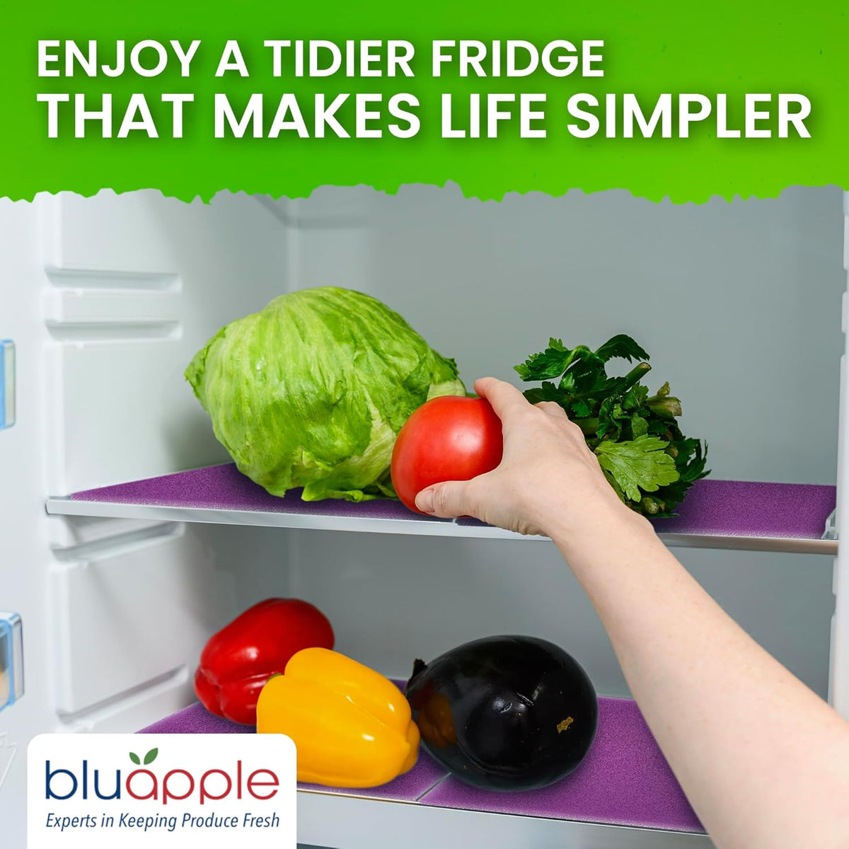 Bluapple FreshMats, Refrigerator Liner, Fridge Drawer Mats, Crisper Life Extender Liner Keeps