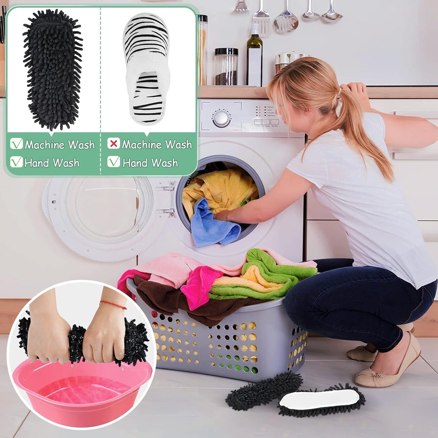 Microfiber Floor Mop Slippers House Dust Cleaning Tool Detachable Washable Shoes for Kitchen House