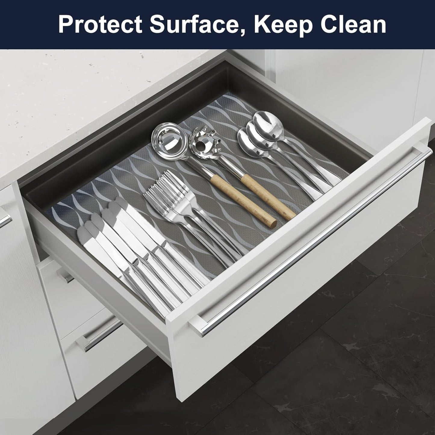 Shelf Liner, Waterproof Refragerator Liner, Drawer Liners for Kitchen Cabinet, Bathroom Sink Mat No