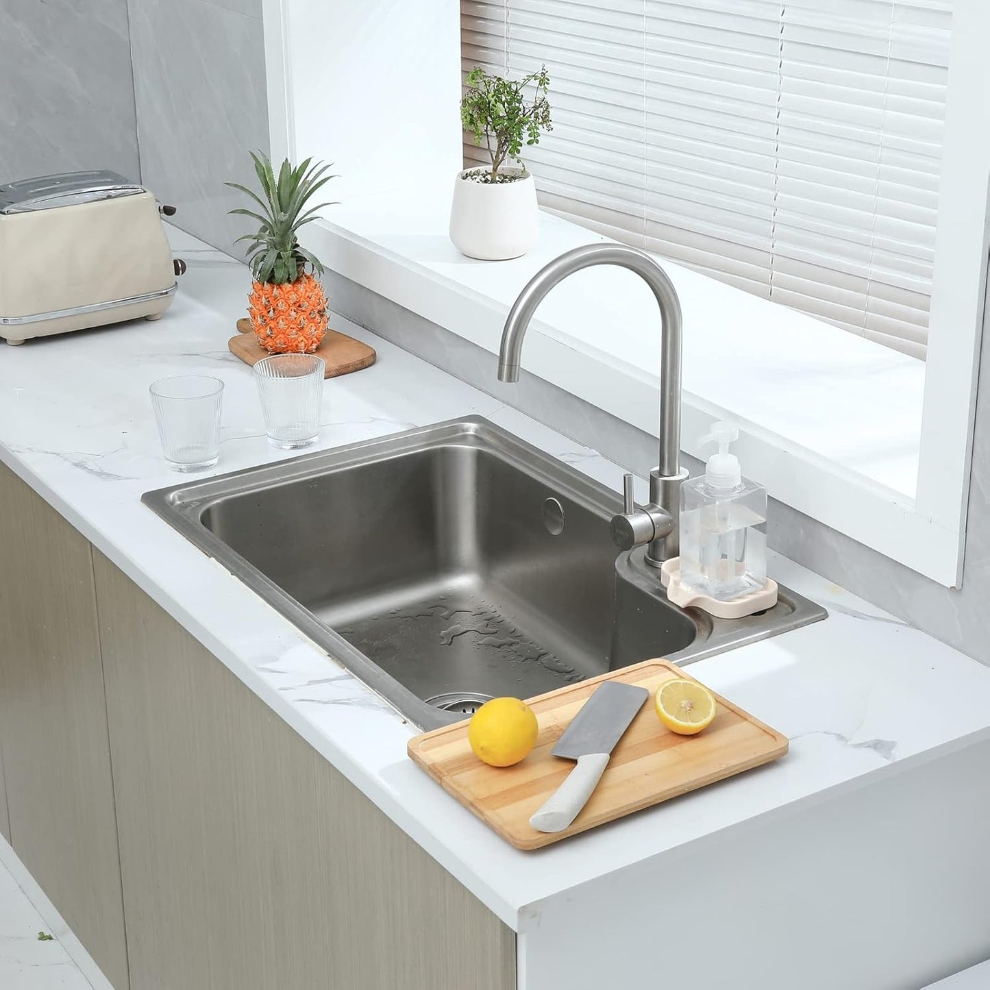 Silicone Bathroom Soap Dishes with Drain Spout-Bathroom and Kitchen Sink Organizer,Sponge