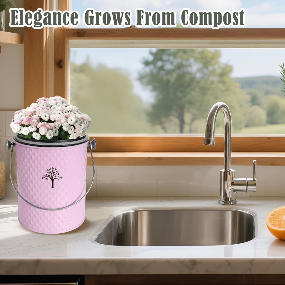AOSION Countertop Compost Bin Kitchen,Odorless Indoor Compost Bin with Lid and Compost Bags,Compost