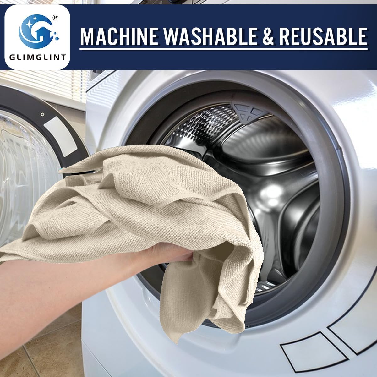 GLIMGLINT Brown Microfiber Cleaning Cloth, 12 Pack Cleaning Towels for Kitchen, Lint Free