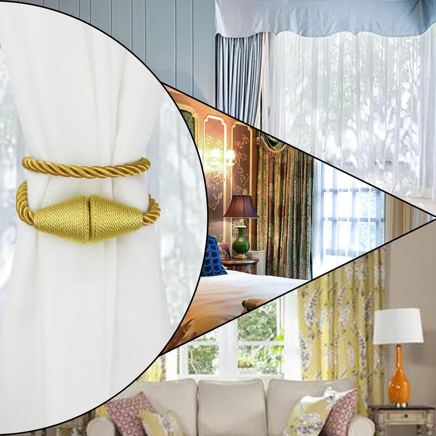 6 Pack Magnetic Curtain Tiebacks Rope Modern Handmade Curtain Tie Backs Decorative Drapes Weave