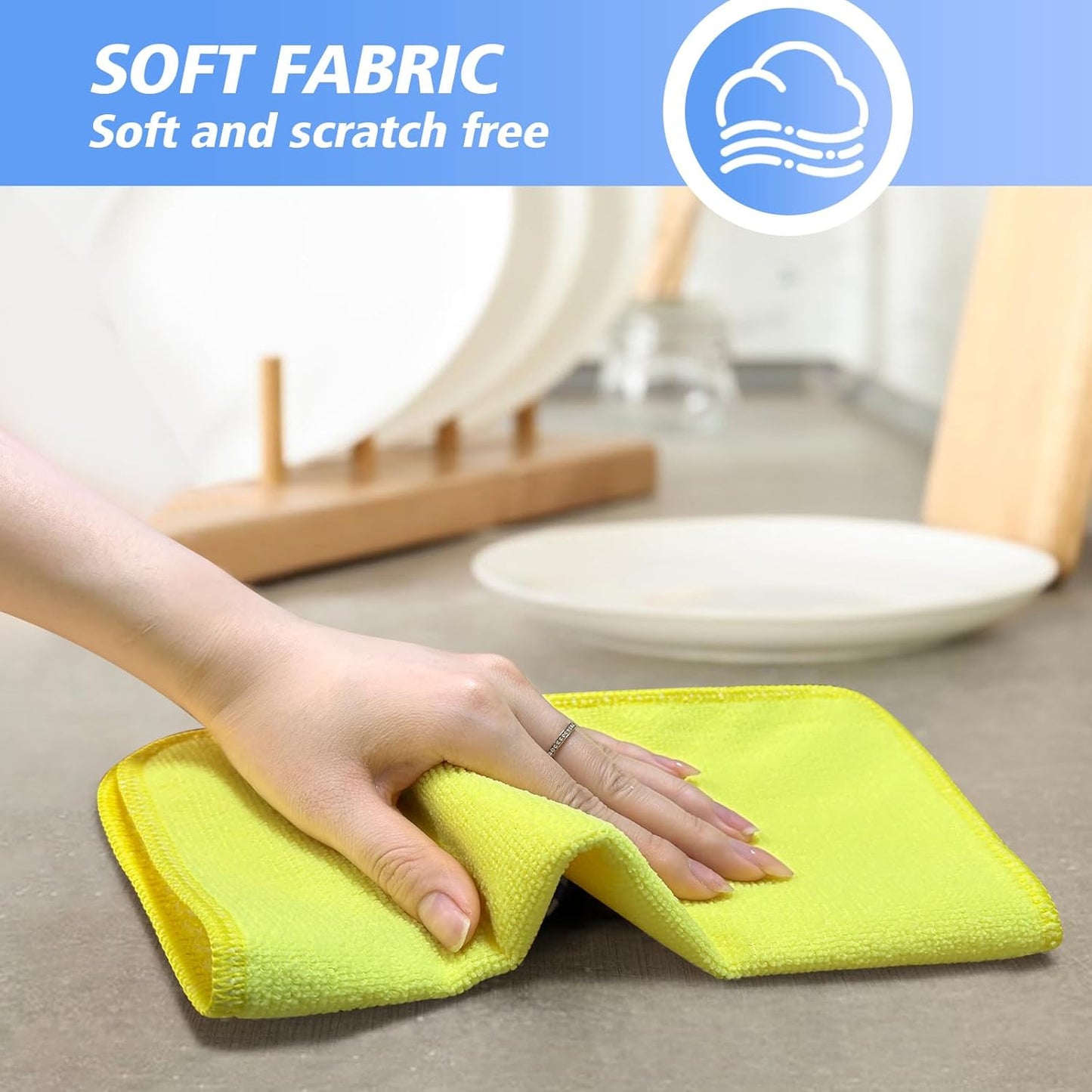 KinHwa Kitchen Washcloths for Dishes Absorbent Microfiber Dish Cloths Quick Dry Dish Rags with Poly