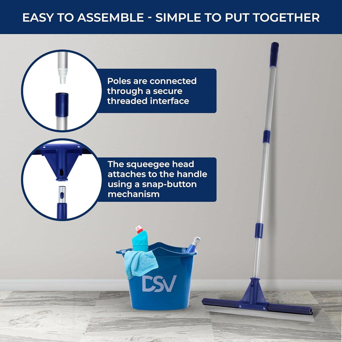 DSV Standard Floor Squeegee for Concrete Floor, 17.5" Large Floor Squeegee Broom for Floor, Heavy