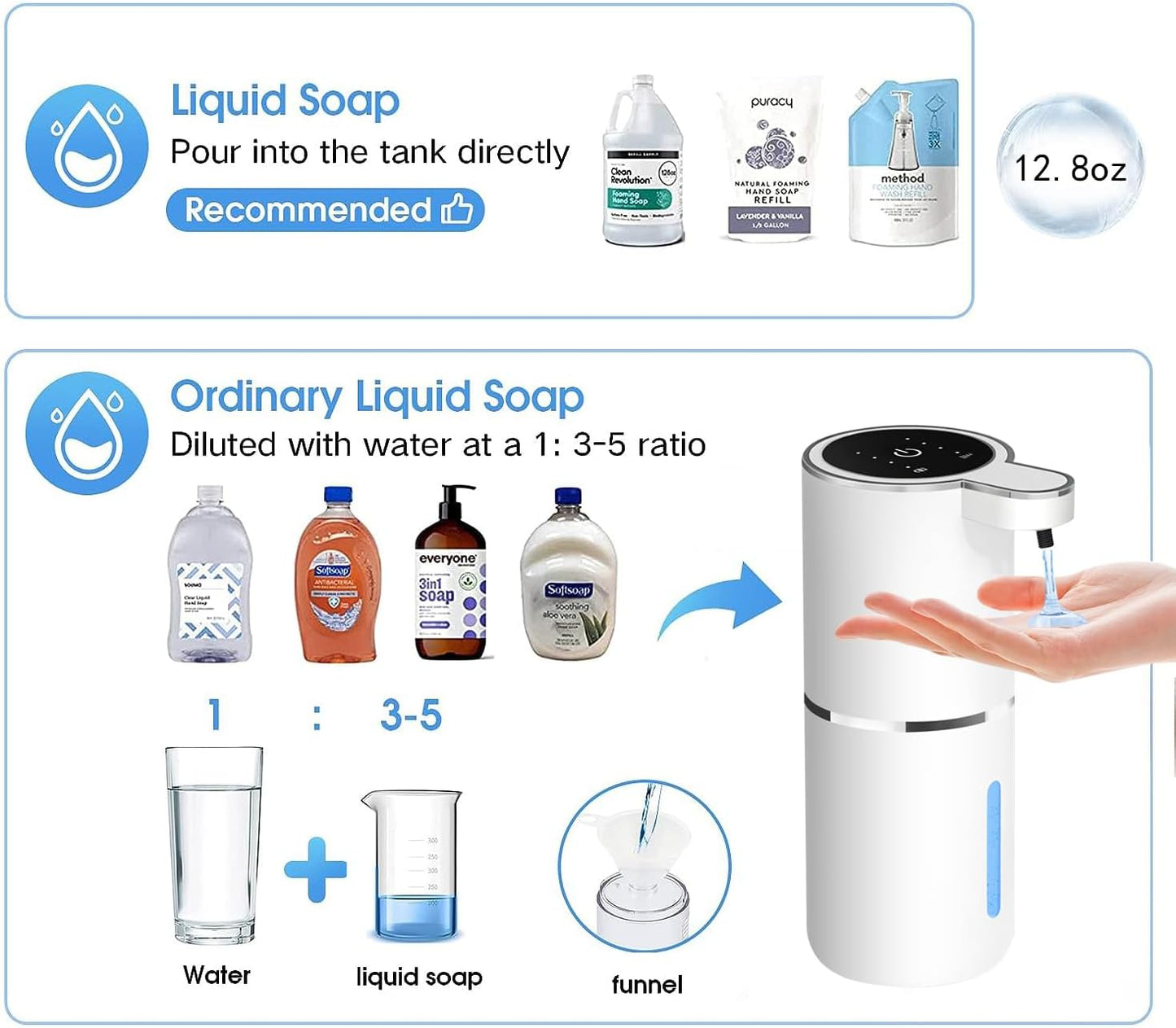 Automatic Liquid Soap Dispenser Bathroom Kitchen Dish Liquid Body Shampoo Shower Gel Hand Free