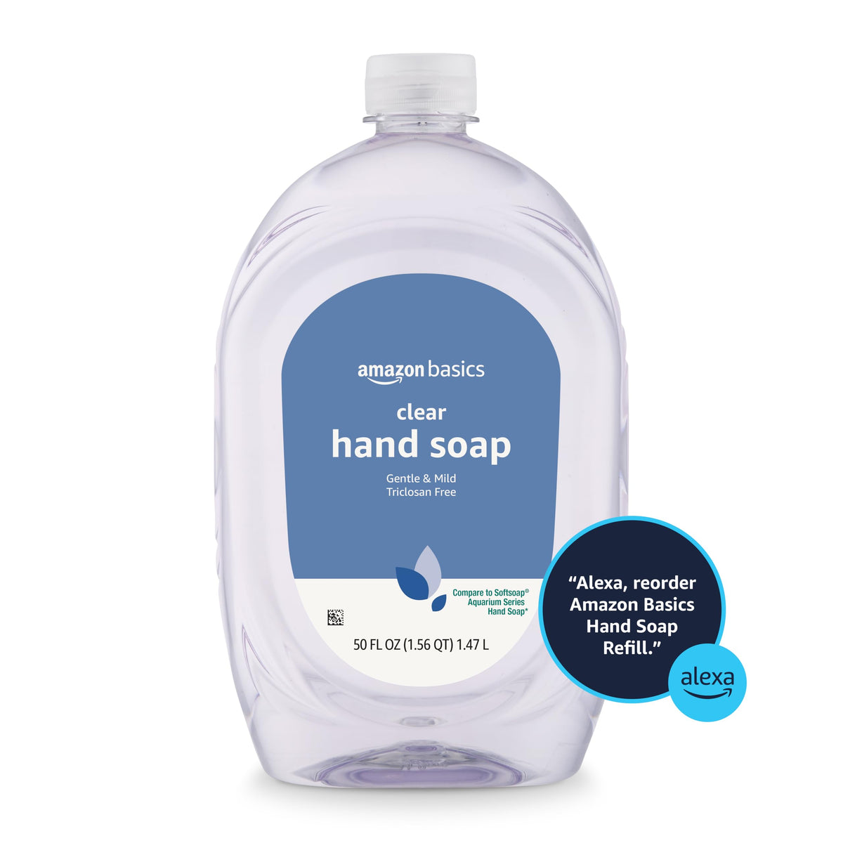 Amazon Basics Gentle & Mild Clear Liquid Hand Soap Refill, Triclosan-Free, Dermatologist-Tested, pH