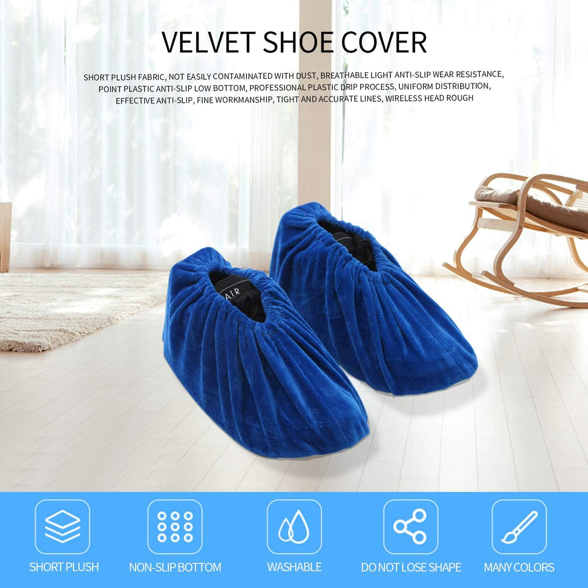 5 Pairs Reusable Non Slip Shoe Covers, Premium Soft Washable Thickened Boot Shoe Covers for