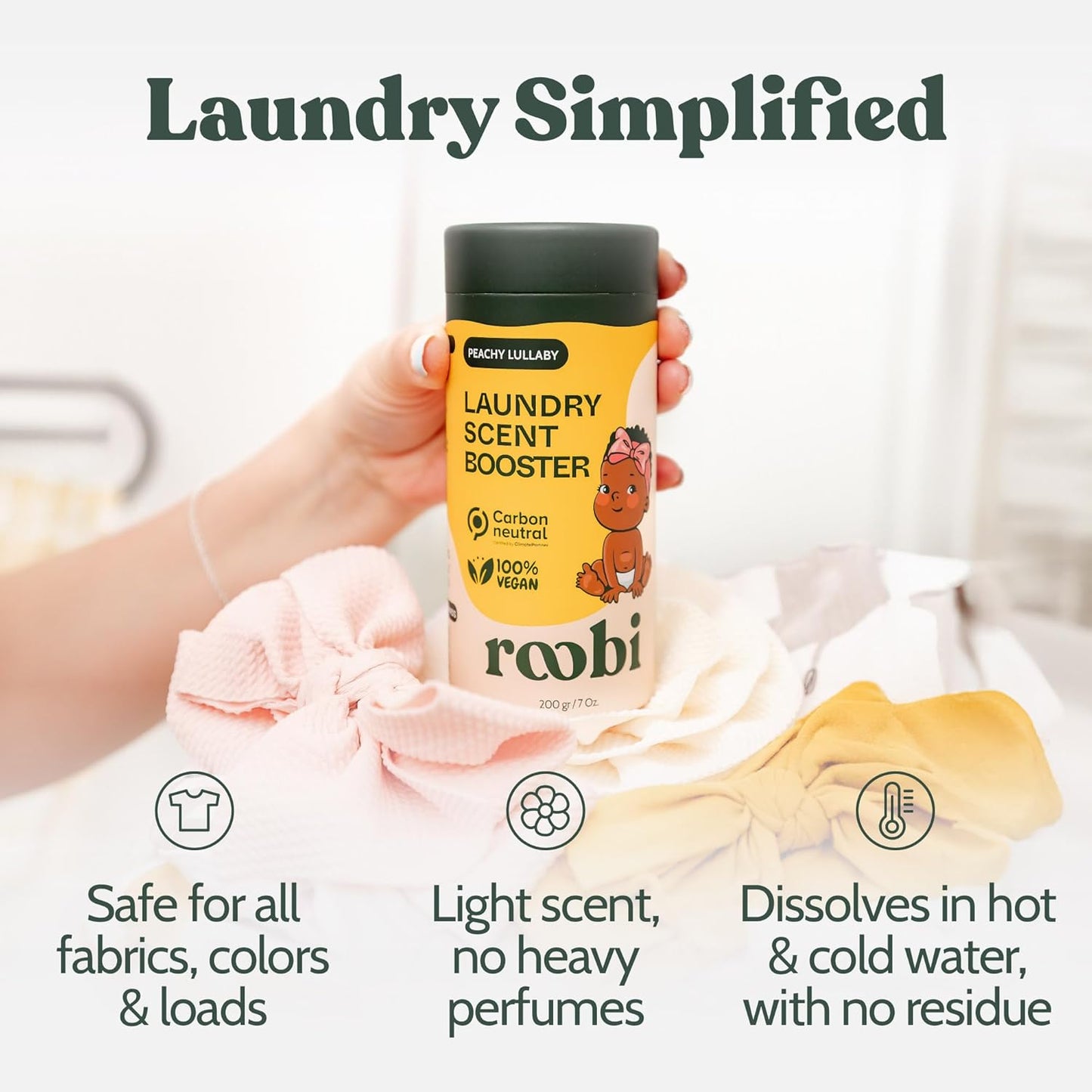 Roobi Baby Laundry Scent Booster. Peachy Lullaby Fragrance Beads. Specially Formulated for Baby's
