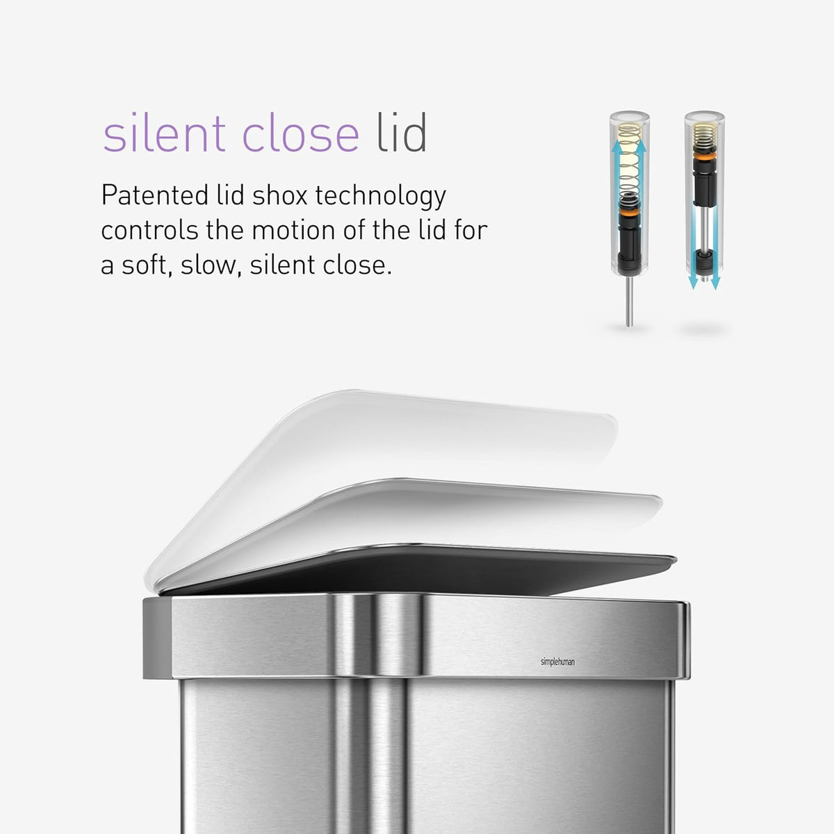 simplehuman 45 Liter / 12 Gallon Liter Rectangular Hands-Free Kitchen Step Trash Can with