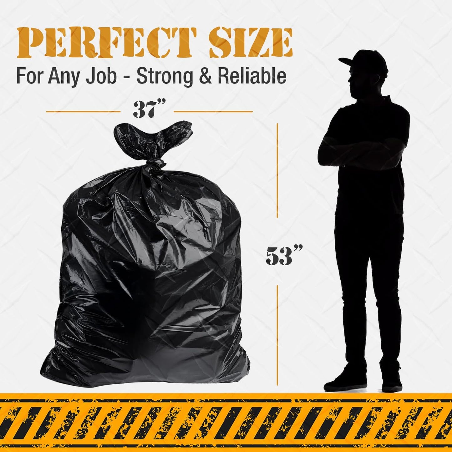 Extra Heavy Duty Black Contractor Garbage Bags 55 Gallon, 50 Trash Bags, Construction Grade, 3 mil