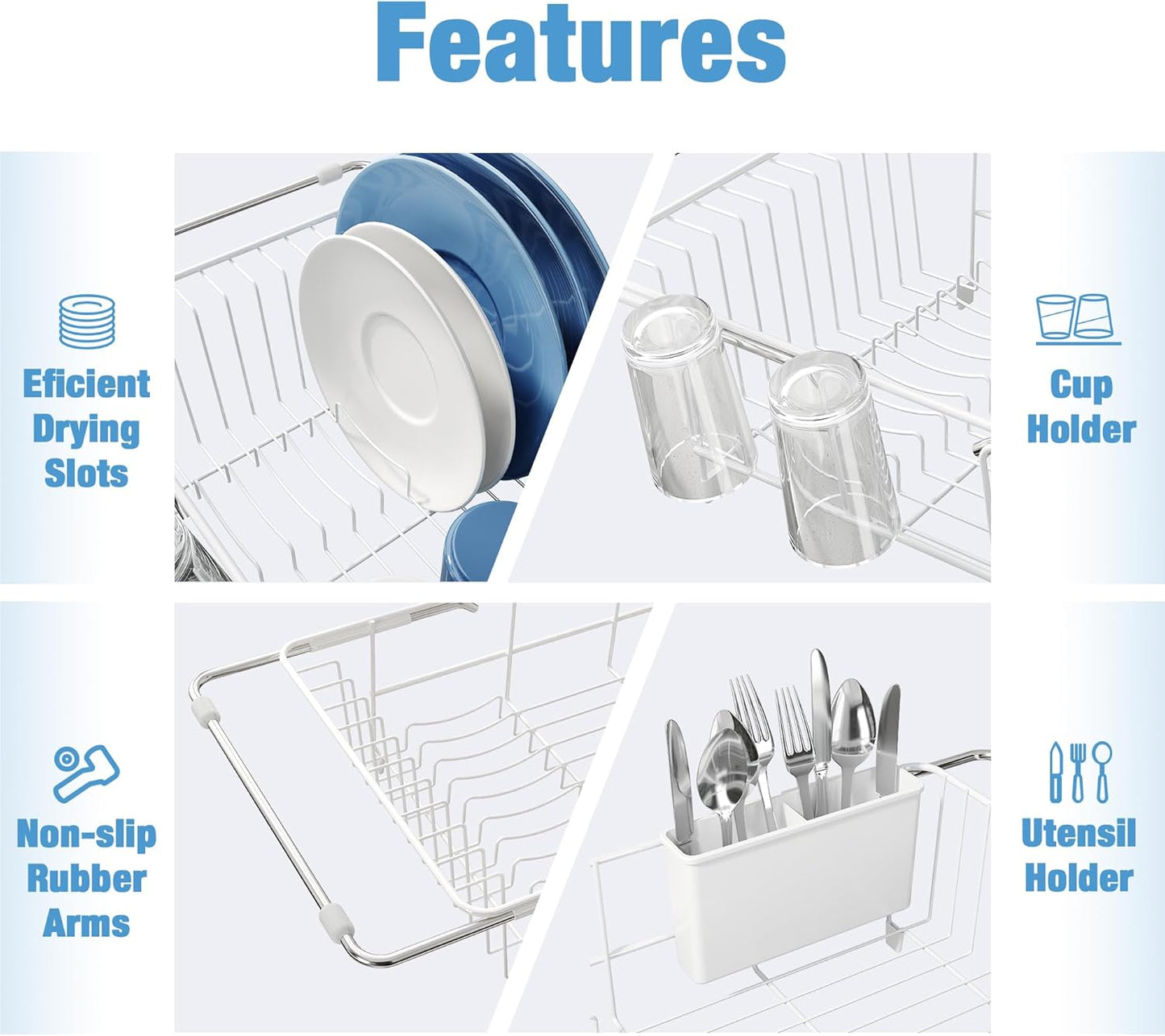 JASIWAY Dish Drying Rack in Sink, Small Dish Drainers for Inside Sink, Over The Sink Dish Racks