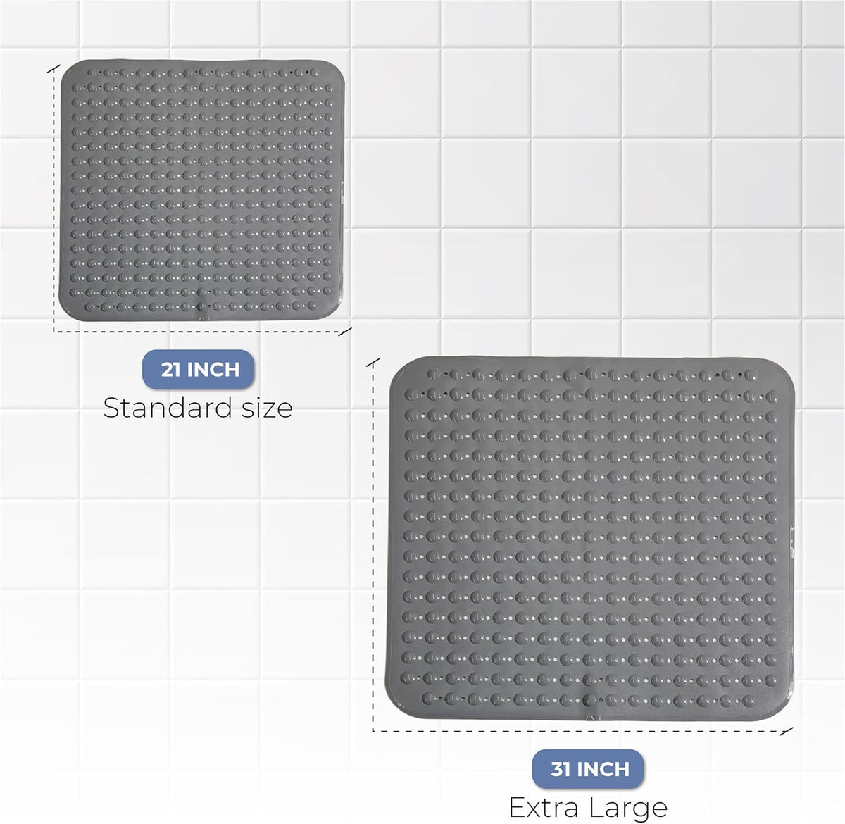 ENKOSI Extra Large Square Non Slip Shower Mat - 31 x 31-inch XL Bathroom Shower Mat - Square Shower