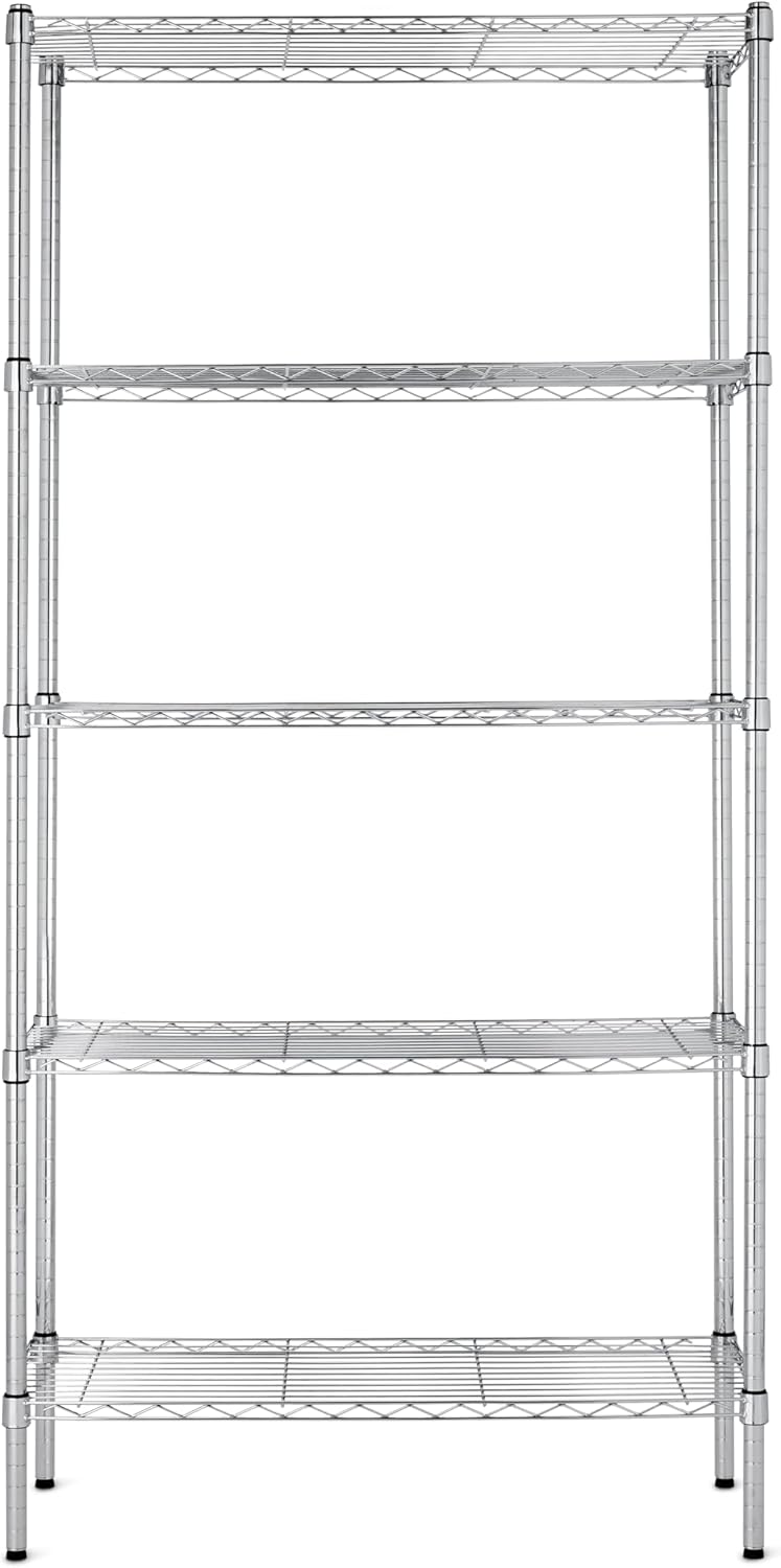 Amazon Basics 5-Shelf Adjustable Heavy Duty Steel Wire Rack Storage Shelving Organizer for Kitchen