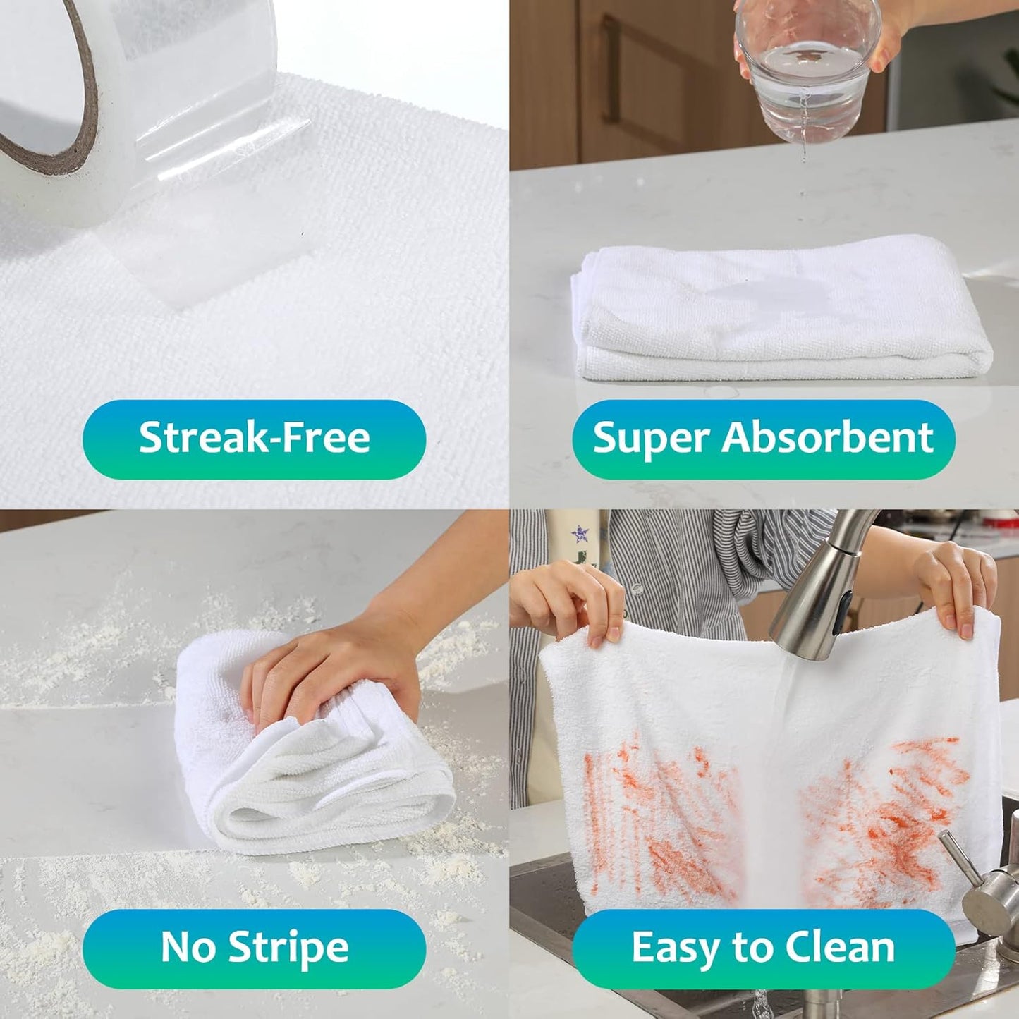 Newwiee 6 Pcs Extra Large Microfiber Cleaning Cloth 30" x 20" Washable Reusable Microfiber Towel