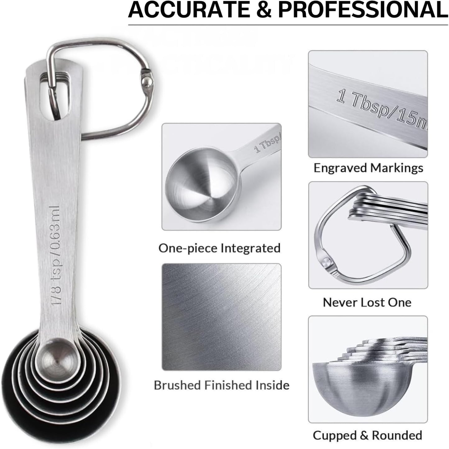 11PCS Measuring Spoons Set Stainless 1 tbsp, 1/2 tbsp, and 1-1/16tsp Steel Measuring Spoons for